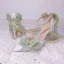 Fashion Sage Green Pearl Bow Prom Womens Sandals 2024 Ankle Strap 9 cm Stiletto Heels Pointed Toe Womens Shoes High Heels