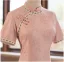 Chinese style Blushing Pink Evening Party Cheongsam 2025 Trumpet / Mermaid High Neck Short Sleeve Tea-length
