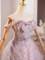 Flower Fairy Blushing Pink Star Sequins Multi-Colors Appliques Prom Dresses 2025 Ball Gown Off-The-Shoulder Sleeveless Backless Floor-Length / Long Formal Dresses