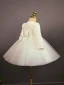 Elegant White Beading Lace Flower Pearl Sequins Bow Birthday Flower Girl Dresses 2024 Ball Gown Scoop Neck Short Long Sleeve