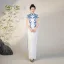 Chinese style White Lace Flower Split Front Cheongsam 2025 Trumpet / Mermaid High Neck Short Sleeve Floor-Length / Long Evening Party Cheongsam / Qipao