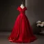 Chic / Beautiful Red Beading Prom Dresses 2025 Ball Gown V-Neck Short Sleeve Backless Floor-Length / Long Formal Dresses