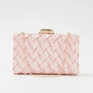 Fashion Blushing Pink Evening Party Braid Clutch Bags 2023