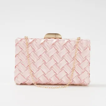 Fashion Blushing Pink Evening Party Braid Clutch Bags 2023