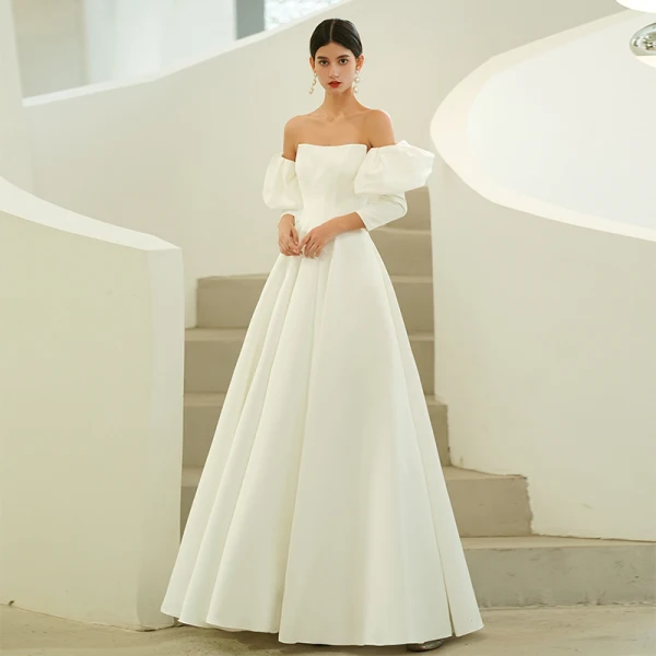Elegant High-end Ivory Prom Dresses 2022 A-Line / Princess Strapless Short Sleeve Backless Floor-Length / Long Prom Formal Dresses