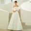 Elegant High-end Ivory Prom Dresses 2022 A-Line / Princess Strapless Short Sleeve Backless Floor-Length / Long Prom Formal Dresses