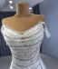 Luxe Blanche Fait main Perlage Perle Faux Diamant Paillettes Robe De Mariée 2024 Trompette / Sirène Bustier Sans Manches Dos Nu Train De Balayage Mariage