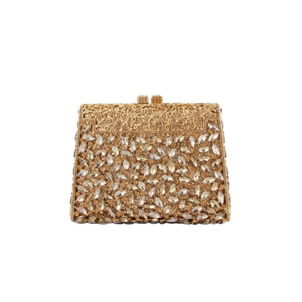 Chic / Beautiful Gold Glitter Pierced Rhinestone Sequins Evening Party Clutch Bags 2022