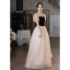Chic / Beautiful Champagne Prom Dresses 2022 A-Line / Princess Square Neckline Puffy Short Sleeve Backless Floor-Length / Long Formal Dresses