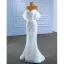 Charming White Trumpet / Mermaid Wedding Dresses 2022 Off-The-Shoulder Puffy Short Sleeve Backless Beading Pearl Sequins Floor-Length / Long Wedding