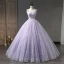 Chic / Belle Lavande Glitter Robe De Bal 2023 Robe Boule Bretelles Spaghetti Sans Manches Dos Nu Longue Promo Robe De Ceremonie