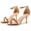 Sexy Champagne Evening Party Rhinestone Womens Sandals 2023 Ankle Strap 7 cm Stiletto Heels Open / Peep Toe Sandals High Heels