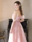 Charmant Rougissant Rose Perlage En Dentelle Fleur Robe De Bal 2024 Princesse De l'épaule Sans Manches Dos Nu Longue Promo Robe De Ceremonie