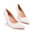 Elegant White Pearl Lace Flower Wedding Shoes 2022 9 cm Stiletto Heels Pointed Toe Wedding Pumps High Heels