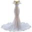Luxury / Gorgeous Ivory Pearl Tassel Sequins Wedding Dresses 2022 Trumpet / Mermaid Scoop Neck Sleeveless Sweep Train Wedding