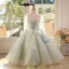 Élégant Vert Cendré Perlage Appliques Anniversaire Robe Ceremonie Fille 2026 Robe Boule Encolure Dégagée Manches Longues Dos Nu Longue Tulle