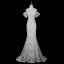 High End Weiß Perlenstickerei Spitze Blumen Korsett Brautkleider / Hochzeitskleider 2026 Meerjungfrau Off Shoulder Kurze Ärmel Rückenfreies Sweep / Pinsel Zug