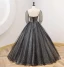 Sparkly Black Sequins Prom Dresses 2022 Ball Gown Scoop Neck 1/2 Sleeves Backless Floor-Length / Long Prom Formal Dresses