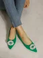 Enkla Gul Casual Rhinestone Platt Damskor 2023 Spetsiga Damskor Klackskor