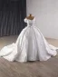 High End Weiß Handgefertigt Perlenstickerei Pailletten Applikationen Brautkleider / Hochzeitskleider 2025 Ballkleid One-Shoulder Ärmellos Rückenfreies Hof-Schleppe