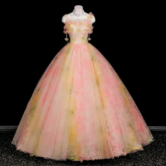 Hermoso Rosa Clara Apliques Vestidos De Gala 2025 Ball Gown Escote Cuadrado Sin Mangas Sin Espalda Largos Vestidos Formales