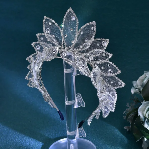 Chic / Belle Blanche Faux Diamant Tulle Accessoire Cheveux Mariage 2024 Alliage Mariage
