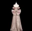Sexy Rougissant Rose Faux Diamant Paillettes Robe De Soirée 2025 Trompette / Sirène De l'épaule Manches Courtes Dos Nu Noeud Longue Robe De Ceremonie