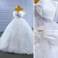 High-end Vita Beading Paljetter Bröllopsklänningar 2022 Balklänning Axelbandslös Rosett Ärmlös Halterneck Svep Tåg Bröllop