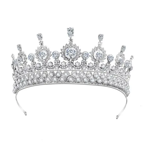 Baroque Silver Rhinestone Alloy Tiara 2022 Wedding Bridal Hair Accessories
