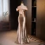 Glitzernden Sexy Gold Pailletten Abendkleider 2023 Meerjungfrau One-Shoulder Schleife Ärmellos Rückenfreies Lange Abend Festliche Kleider