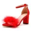 Charmant Schwarz Feder Abend Sandalen Damen 2026 Knöchelriemen 7 cm Stilettos Peeptoes Sandaletten Hochhackige