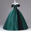 Vintage Dunkelgrün Ballkleider 2026 Ballkleid Off Shoulder Geschwollenes Kurze Ärmel Rückenfreies Lange Festliche Kleider