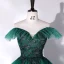 Chic / Beautiful Green Prom Dresses 2022 Ball Gown Off-The-Shoulder Sleeveless Backless Beading Lace Flower Floor-Length / Long Formal Dresses