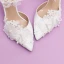 Elegant White Pearl Lace Butterfly Flower Wedding Shoes 2024 Ankle Strap 9 cm Stiletto Heels Pointed Toe Wedding Sandals High Heels