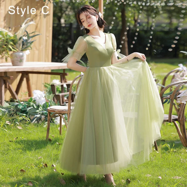 Modest / Simple Sage Green Bow Bridesmaid Dresses 2022 A-Line / Princess Short Sleeve Backless Floor-Length / Long Bridesmaid Wedding Party Dresses
