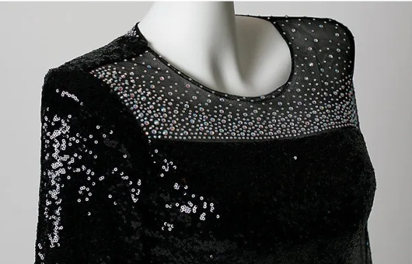 Sparkly Black Sequins Rhinestone Evening Dresses 2026 Trumpet / Mermaid Scoop Neck 3/4 Sleeve Floor-Length / Long Formal Dresses