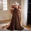 Scintillantes Champagne Paillettes Robe De Soirée Princesse 2023 De l'épaule Manches Courtes Dos Nu Noeud Train De Balayage Robe De Ceremonie