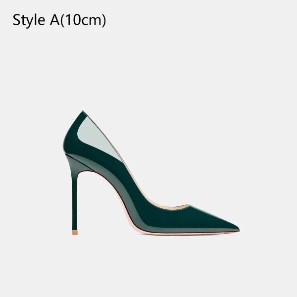 Sexy Dunkelgrün Abend Lackleder Pumps 2026 10 cm Stilettos Spitzschuh Hochhackige