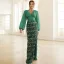 Chic / Belle Gris Perlage Paillettes Gland Vacances Robe De Soirée 2022 Trompette / Sirène V-Cou Manches Longues Fendue devant Longue Robe De Ceremonie