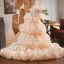 Fashion Champagne Handmade  Cascading Ruffles Puffy Short Sleeve Prom shawl 2025 Tulle