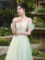 Chic / Belle Vert Cendré Appliques Robe De Bal 2024 Princesse De l'épaule Manches Courtes Dos Nu Longue Promo Robe De Ceremonie