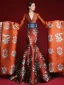 Amazing / Unique Chinese style Burgundy Printing Prom Dresses 2022 Trumpet / Mermaid Satin V-Neck Long Sleeve Backless Court Train Formal Dresses