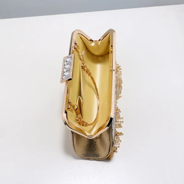 Sparkly Gold Rhinestone Evening Party Handbag Clutch Bags 2023 Alloy