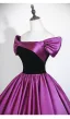 Y2K-Inspired Purple Prom Dresses 2026 Ball Gown Off-The-Shoulder Short Sleeve Backless Floor-Length / Long Formal Dresses