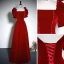 Elegant Burgundy Velvet A-Line / Princess Prom Dresses 2023 Square Neckline Short Sleeve Backless Floor-Length / Long Prom Formal Dresses