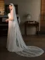Vintage / Retro White Lace Flower Sweep Train 2.5 m Wedding Veils 2026 Tulle