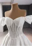 High-end Elegant White Lace Satin Wedding Dresses 2024 Ball Gown Off-The-Shoulder Sleeveless Court Train Prom