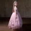 Chic / Beautiful Blushing Pink Appliques Birthday Flower Girl Dresses 2025 A-Line / Princess Scoop Neck Short Sleeve Floor-Length / Long