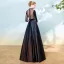 Elegant Evening Dresses  2018 A-Line / Princess Sash Pierced High Neck Backless 1/2 Sleeves Floor-Length / Long Formal Dresses
