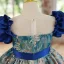 Vintage / Retro Royal Blue Birthday Embroidered Flower Girl Dresses 2022 A-Line / Princess Scoop Neck Puffy Short Sleeve Sash Floor-Length / Long Flower Girl Dresses